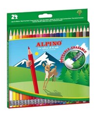 Värvilised pliiatsid Alpino Erasable, 24 värvi hind ja info | Kunstitarbed, voolimise tarvikud | kaup24.ee