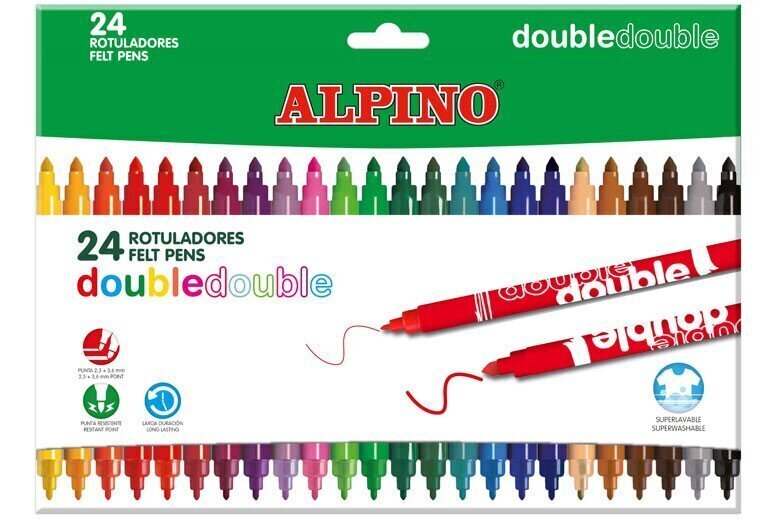 Viltpliiatsid Alpino Double, 24 värvi цена и информация | Kunstitarbed, voolimise tarvikud | kaup24.ee