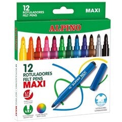Viltpliiatsid Alpino Maxi, 12 värvi hind ja info | Kunstitarbed, voolimise tarvikud | kaup24.ee