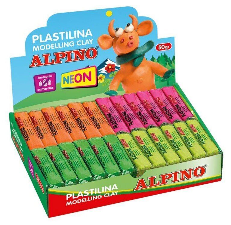 Plastiliin Alpino Neon, 24 värvi x 50g hind ja info | Kunstitarbed, voolimise tarvikud | kaup24.ee