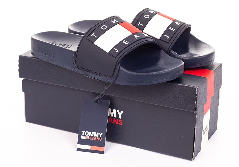 Naiste plätud Tommy Hilfiger TOMMY JEANS FLAG POOL SLIDE, tumesinine EN0EN01378 C87 20863 hind ja info | Naiste plätud ja sussid | kaup24.ee