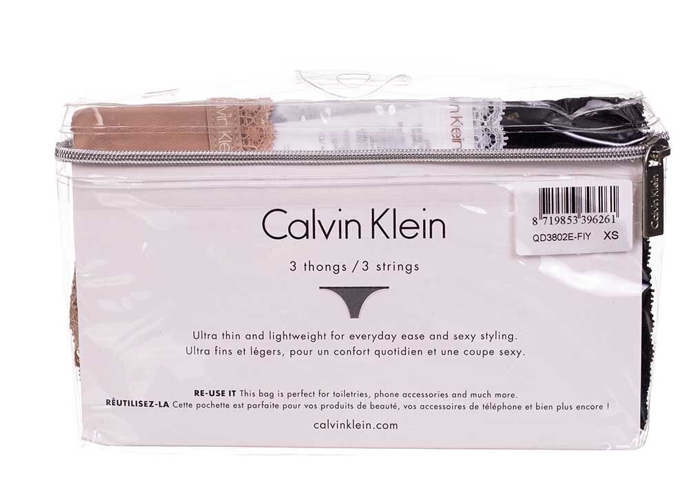 Calvin Klein naiste aluspüksid, 3 paari, must/valge/beež QD3802E FIY 29693 hind ja info | Naiste aluspüksid | kaup24.ee