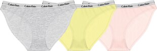 Женские трусики-бикини Calvin Klein 3 пары, персиковые/желтые/серые 000QD3588E 13X 43960 цена и информация | Трусики | kaup24.ee