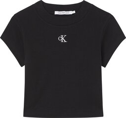 Calvin Klein naiste T-särk TOP CK RIB CROPPED SLIM, must J20J218337 BEH 43963 hind ja info | Naiste T-särgid | kaup24.ee