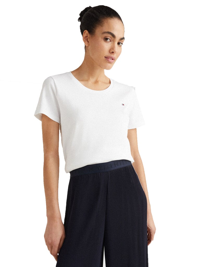 Tommy Hilfiger naiste T-särk T-SHIRT SLIM ROUND-NK TOP SS WHITE WW0WW27945 YBR 43713 цена и информация | Naiste T-särgid, topid | kaup24.ee