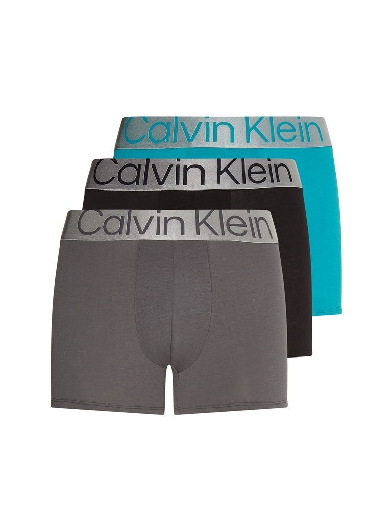 Meeste aluspüksid Calvin Klein TRUNK 3 paari, must/hall/türkiissinine 000NB3130A 13C 45692 цена и информация | Meeste aluspesu | kaup24.ee