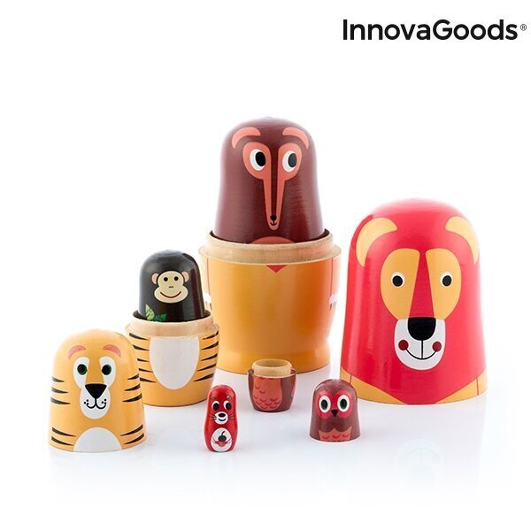 MATRYOSHKA PUIDUST LOOMAKUJUD FUNIMALS INNOVAGOODS 11 TÜKID, OSAD цена и информация | Arendavad mänguasjad | kaup24.ee