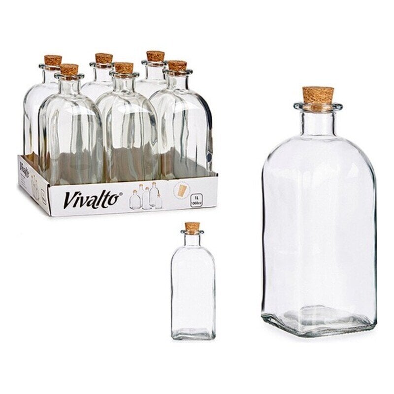 Klaaspudel Vivalto Läbipaistev Kork Klaas (1000 ml) hind ja info | Klaasid, tassid ja kannud | kaup24.ee