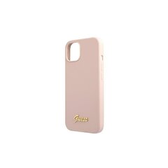 Чехол Guess для iPhone 13 Pro Max 6,7" GUHMP13XLSLMGLP light pink hard case Silicone Script Gold Logo Magsafe цена и информация | Чехлы для телефонов | kaup24.ee