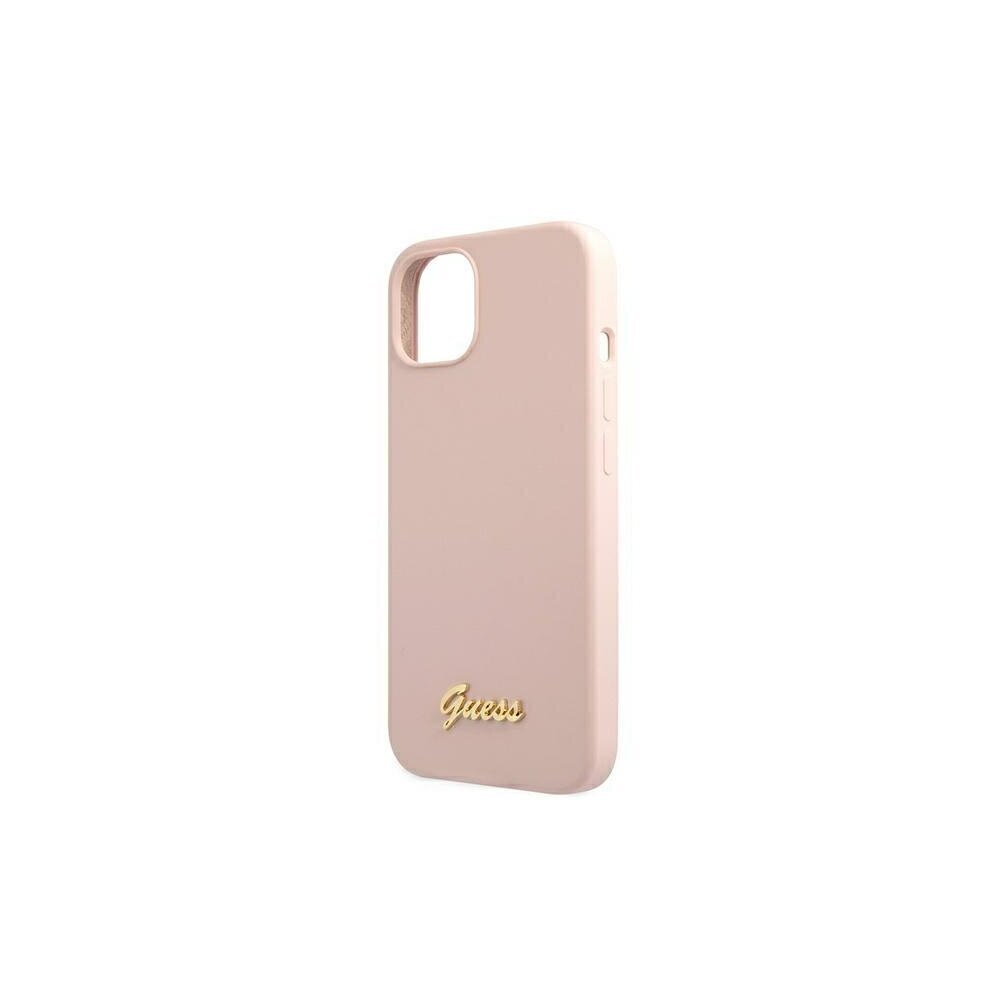 Guess case for iPhone 13 Pro Max 6,7" GUHMP13XLSLMGLP light pink hard case Silicone Script Gold Logo Magsafe hind ja info | Telefoni kaaned, ümbrised | kaup24.ee