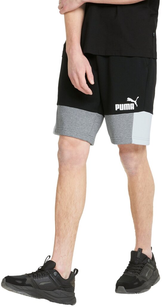 Puma Lühikesed Püksid Ess+ Block Shorts Black White Grey 847429 01 847429 01/L цена и информация | Meeste spordiriided | kaup24.ee
