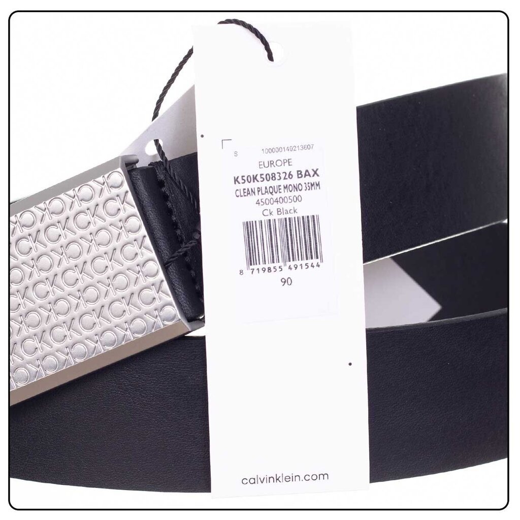 Meeste rihm Calvin Klein CLEAN PLAQUE MONO, 35 mm, must K50K508326 BAX 43271 hind ja info | Meeste vööd | kaup24.ee