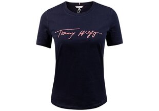 Naiste T-särk TOMMY HILFIGER REGULAR SCRIPT OPEN-NK TEE SS, tumesinine WW0WW29523 DW5 hind ja info | Naiste T-särgid, topid | kaup24.ee