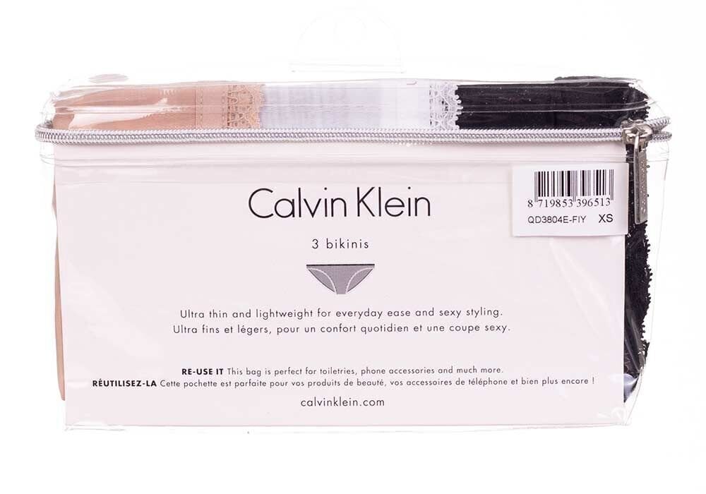 Calvin Klein naiste aluspüksid , 3 paari BLACK/WHITE/BEIGE QD3804E FIY 29680 цена и информация | Naiste aluspüksid | kaup24.ee