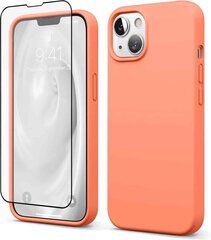 Protection set -silikoonist ümbris Apple iPhone 13 SoundBerry(real liquide silicone) roosa-peach + kaitseklaas Superior 5D hind ja info | Telefoni kaaned, ümbrised | kaup24.ee