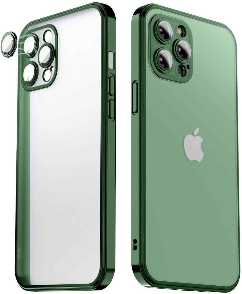 Matte transparent soft case camera protection (electroplated) Apple iPhone 12, roheline- Alpine Green hind ja info | Telefoni kaaned, ümbrised | kaup24.ee