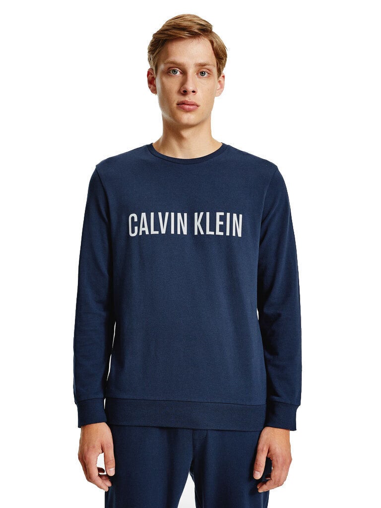 Meeste T-särk Calvin Klein SWEATSHIRT L/S, tumesinine 000NM1960E 8SB 42544 цена и информация | Meeste T-särgid | kaup24.ee