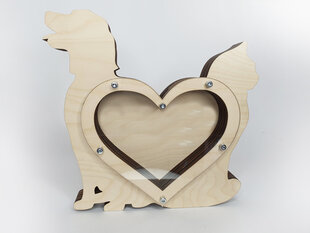 Деревянная копилка в форме сердца с силуэтами кота и собаки цена и информация | Оригинальные копилки | kaup24.ee