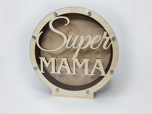 Puidust ümmargune hoiupõrsas kirjaga “Super Мama” hind ja info | Originaalsed rahakassad | kaup24.ee