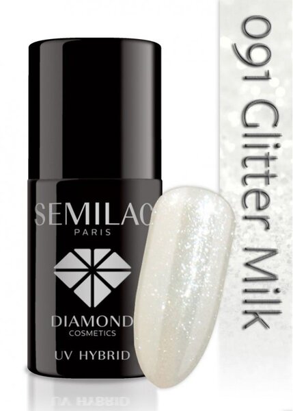 Hübriidküünelakk Semilac 091 Glitter Milk, 7 ml hind ja info | Küünelakid, küünetugevdajad | kaup24.ee