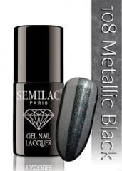 Hübriidküünelakk Semilac 108 Metallic Black, 7 ml hind ja info | Küünelakid, küünetugevdajad | kaup24.ee