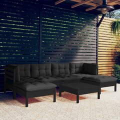 Комплект садовой мебели vidaXL с подушками, 7 предметов, черный цена и информация | Комплекты уличной мебели | kaup24.ee