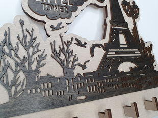 Деревянная ключница с видом на Эйфелеву башню цена и информация | Детали интерьера | kaup24.ee