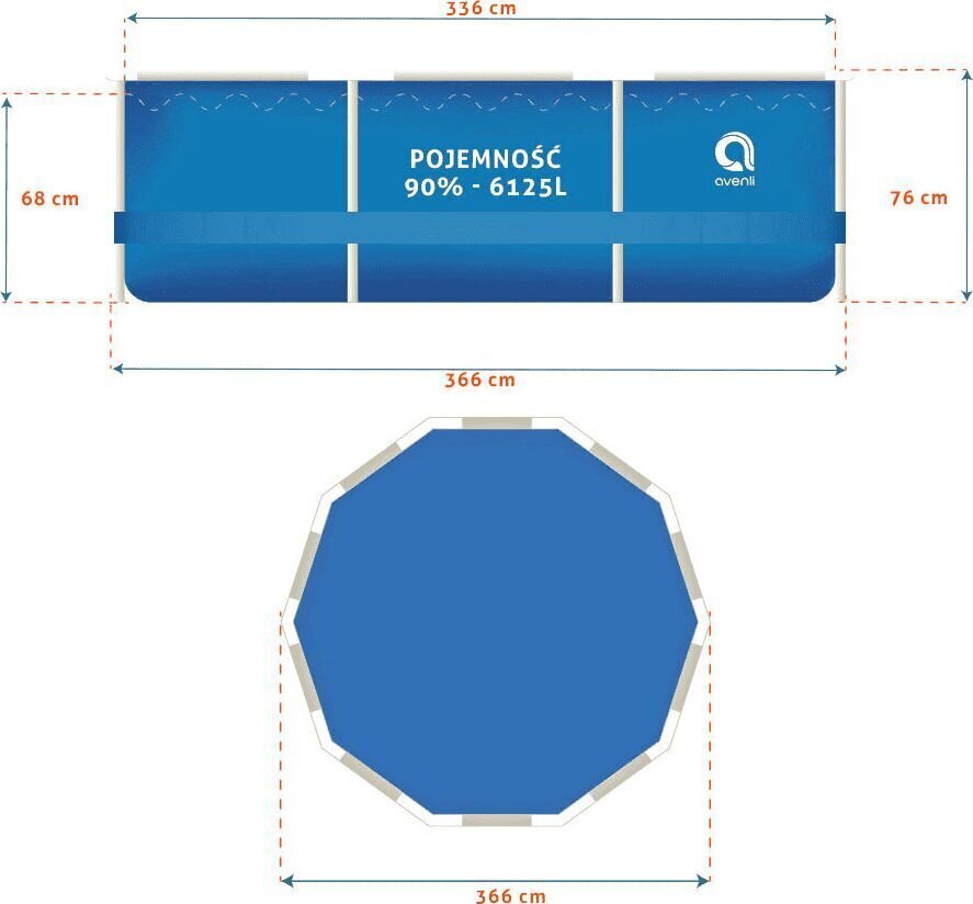 Karkassiga bassein Avenli 366x76 cm, koos lisadega цена и информация | Basseinid | kaup24.ee