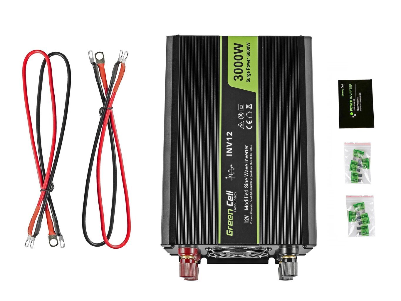 Green Cell inverter, pingemuundur 12 V kuni 230 V 3000W/6000W modifitseeritud siinuslaine цена и информация | Muundurid, inverterid | kaup24.ee