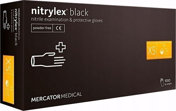 Mustad nitriilkindad Mercator Nitrylex Black, XS, 100tk. hind ja info | Töökindad | kaup24.ee