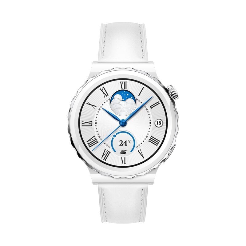 Nutikell Huawei Watch GT 3 Pro 43mm, valge keraamiline korpus valge nahkrihmaga - 55028825 hind ja info | Nutikellad (smartwatch) | kaup24.ee