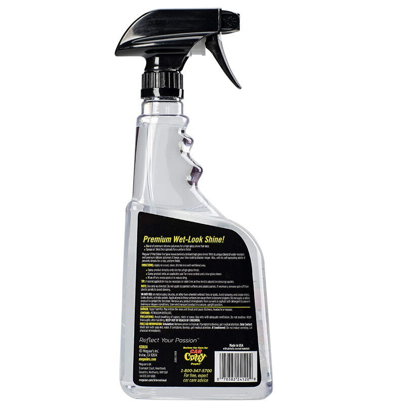 Meguiar's G12024 Hot Shine Tire Spray Premium rehvi-/kettapuhastusvahend, 710 ml hind ja info | Autokeemia | kaup24.ee