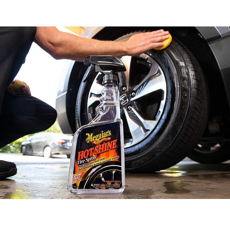 Meguiar's G12024 Hot Shine Tire Spray Premium rehvi-/kettapuhastusvahend, 710 ml hind ja info | Autokeemia | kaup24.ee