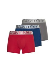 Meeste aluspüksid Calvin Klein TRUNK 3 paari, sinine/punane/hall 000NB3130A 109 45859 hind ja info | Meeste aluspesu | kaup24.ee
