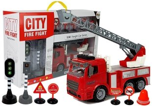 Tuletõrjeauto koos liiklusmärkidega цена и информация | Игрушки для мальчиков | kaup24.ee