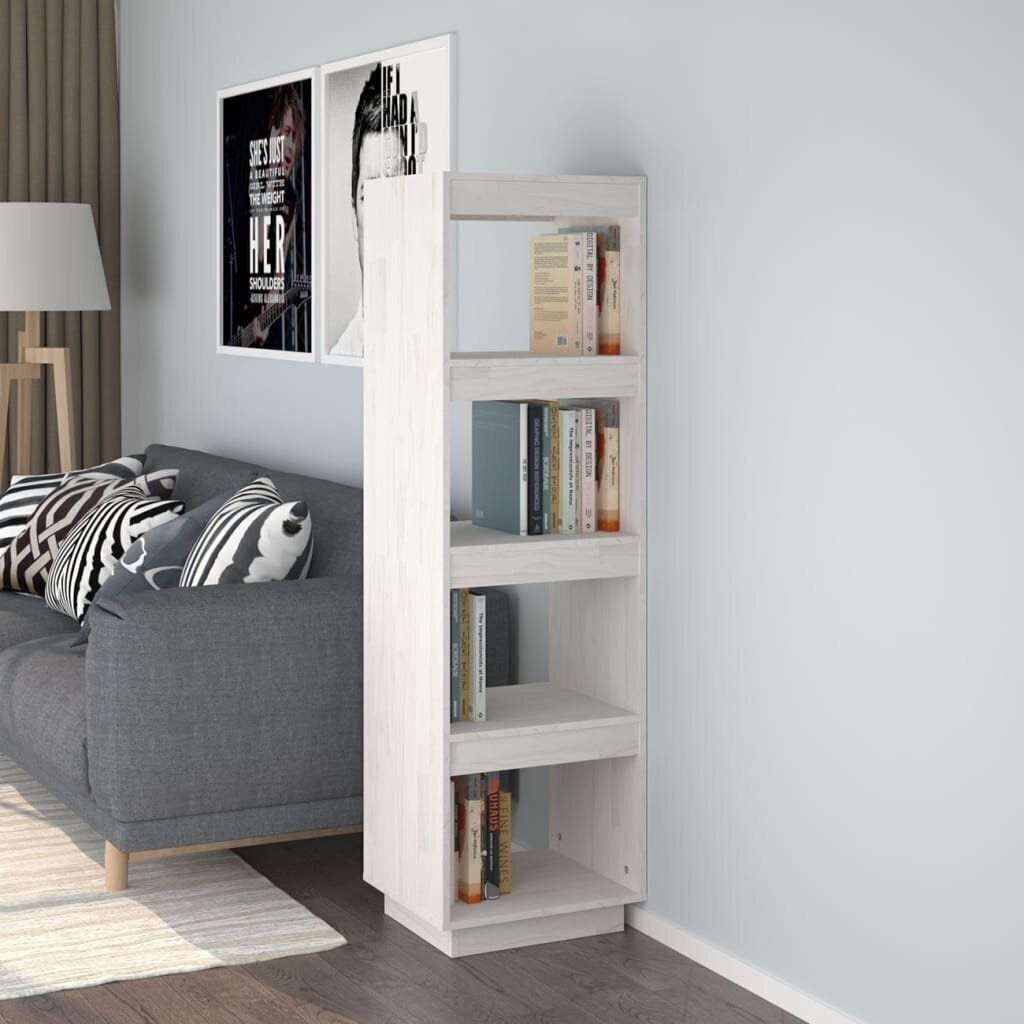 vidaXL raamaturiiul/ruumijagaja, valge, 40x35x135 cm, täismännipuit hind ja info | Riiulid | kaup24.ee
