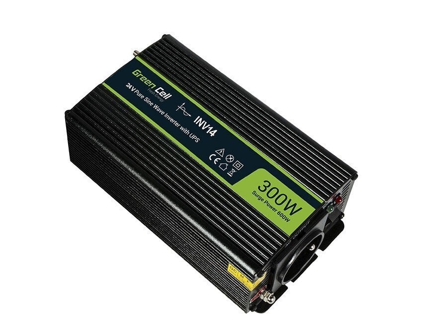 Green Cell Power Inverter 24V to 230V 300W/600W Pure sine wave цена и информация | Muundurid, inverterid | kaup24.ee