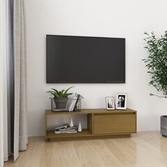 vidaXL telerikapp, meepruun, 110 x 30 x 33,5 cm, täismännipuit hind ja info | TV alused | kaup24.ee