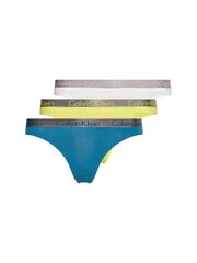 Naiste stringid Calvin Klein THONG 3 paari, valge/kollane/türkiissinine 000QD3560E 283 45135 hind ja info | Naiste aluspüksid | kaup24.ee