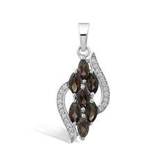 Ilus looduslike suitsu kvartsidega (~1,5 ct) rodeeritud hõberipats (925) AVP614079-8 цена и информация | Украшения на шею | kaup24.ee