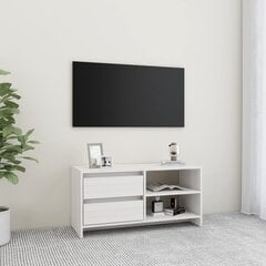 vidaXL telerikapp, valge, 80 x 31 x 39 cm, täismännipuit hind ja info | TV alused | kaup24.ee