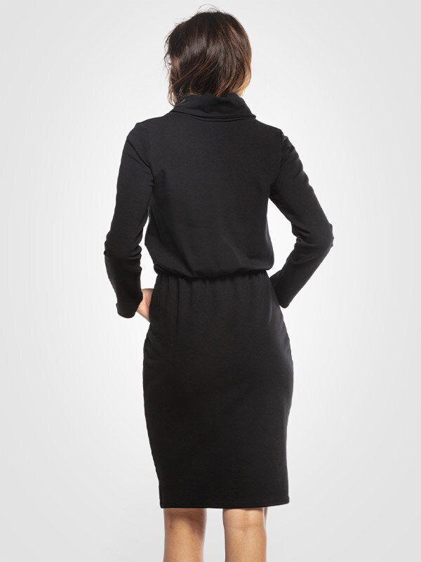 Kõrge kaelusega puuvillane kleit Tessita T358, must hind ja info | Kleidid | kaup24.ee