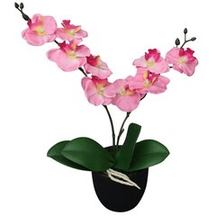Искусственная орхидея с вазоном, 30 см, розовая цена и информация | Искусственные цветы | kaup24.ee