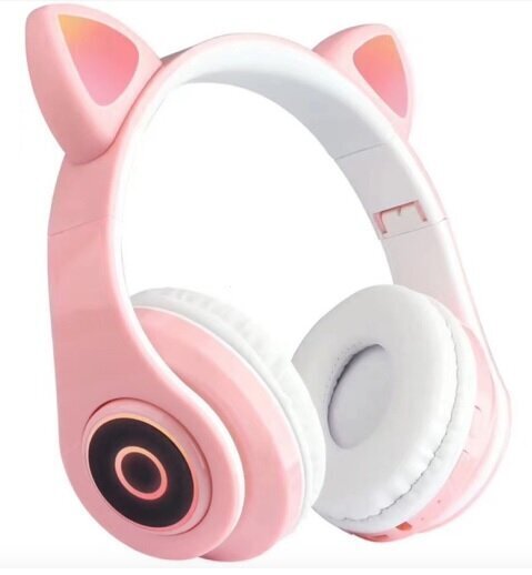 Juhtmeta bluetooth LED-kõrvaklapid, roosad kassikõrvad hind ja info | Kõrvaklapid | kaup24.ee