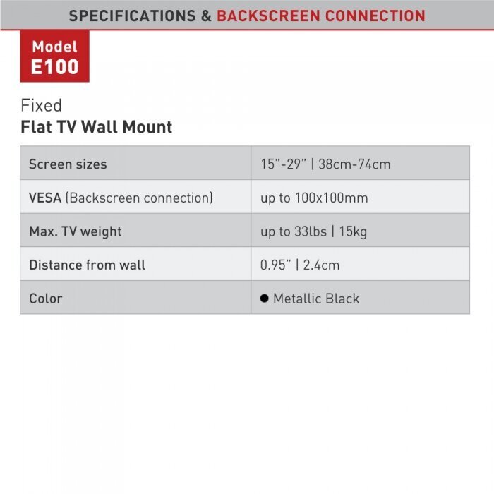 Teleri ja monitori seinakinnitus Barkan E100 цена и информация | Teleri seinakinnitused ja hoidjad | kaup24.ee