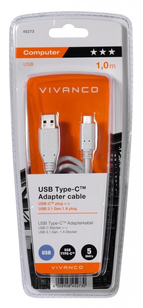 Adapter Vivanco USB C - USB A, 3.1, 1.0 m hind ja info | Kaablid ja juhtmed | kaup24.ee