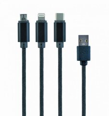 Кабель AMBERIN 8-pin Lightning / USB C / Micro USB - USB A, 1.0 м цена и информация | Кабели и провода | kaup24.ee