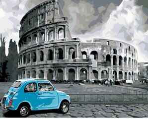 Maalid numbrite järgi "Blue car and the Colosseum" 40 x 50 G KTMK-951181 цена и информация | Живопись по номерам | kaup24.ee