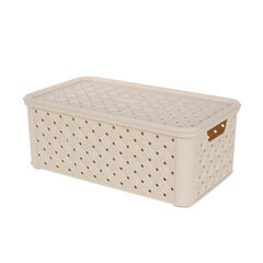 ARIANNA BASKET MEDIUM KAANEGA 29x16,6x11,2cm KREEM hind ja info | Hoiukastid ja -korvid | kaup24.ee