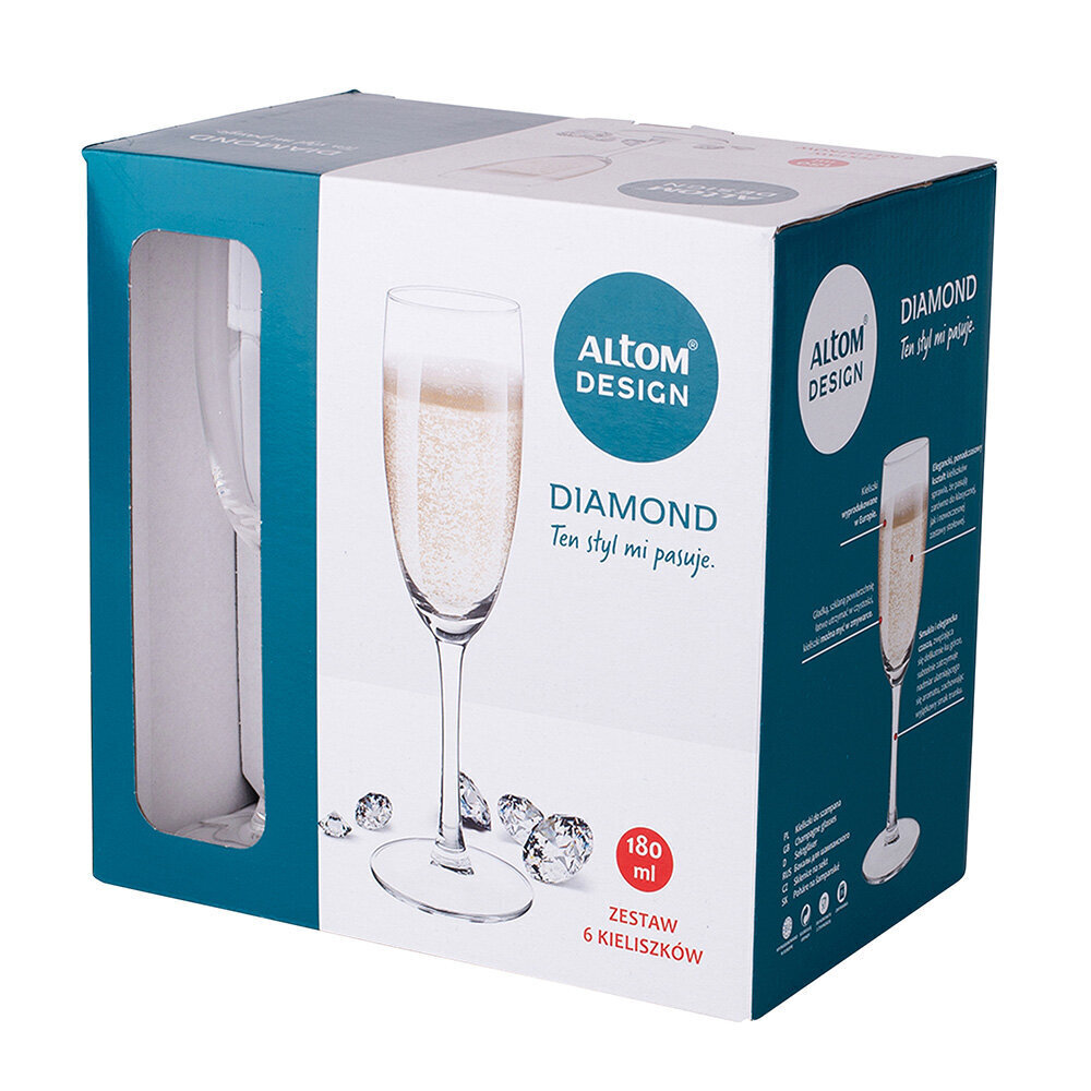 DIAMOND Šampanjaklaasid 180ml 6 tk, hind ja info | Klaasid, tassid ja kannud | kaup24.ee